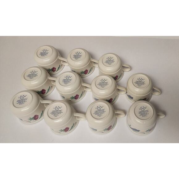 Lenox Chinastone Poppies on Blue Flat Coffee Cups Lot of 11 - Picture 5 of 8